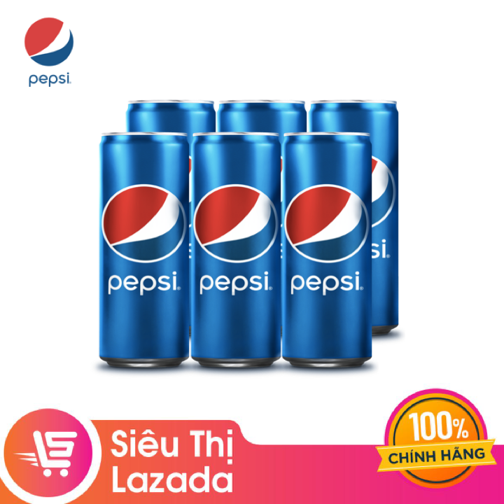 [Khách hàng mới mua với giá 15k] Lốc 6 Lon Nước Ngọt Có Gaz Pepsi (320ml/lon)