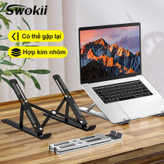 Swokii N3 Giá đỡ laptop, Hợp kim nhôm giá đỡ laptop, Giá đỡ máy tính xách tay di động với 6 mức điều chỉnh độ cao, hoàn toàn có thể thu gọn, tương thích với máy tính xách tay và máy tính bảng 9-15,6 ”