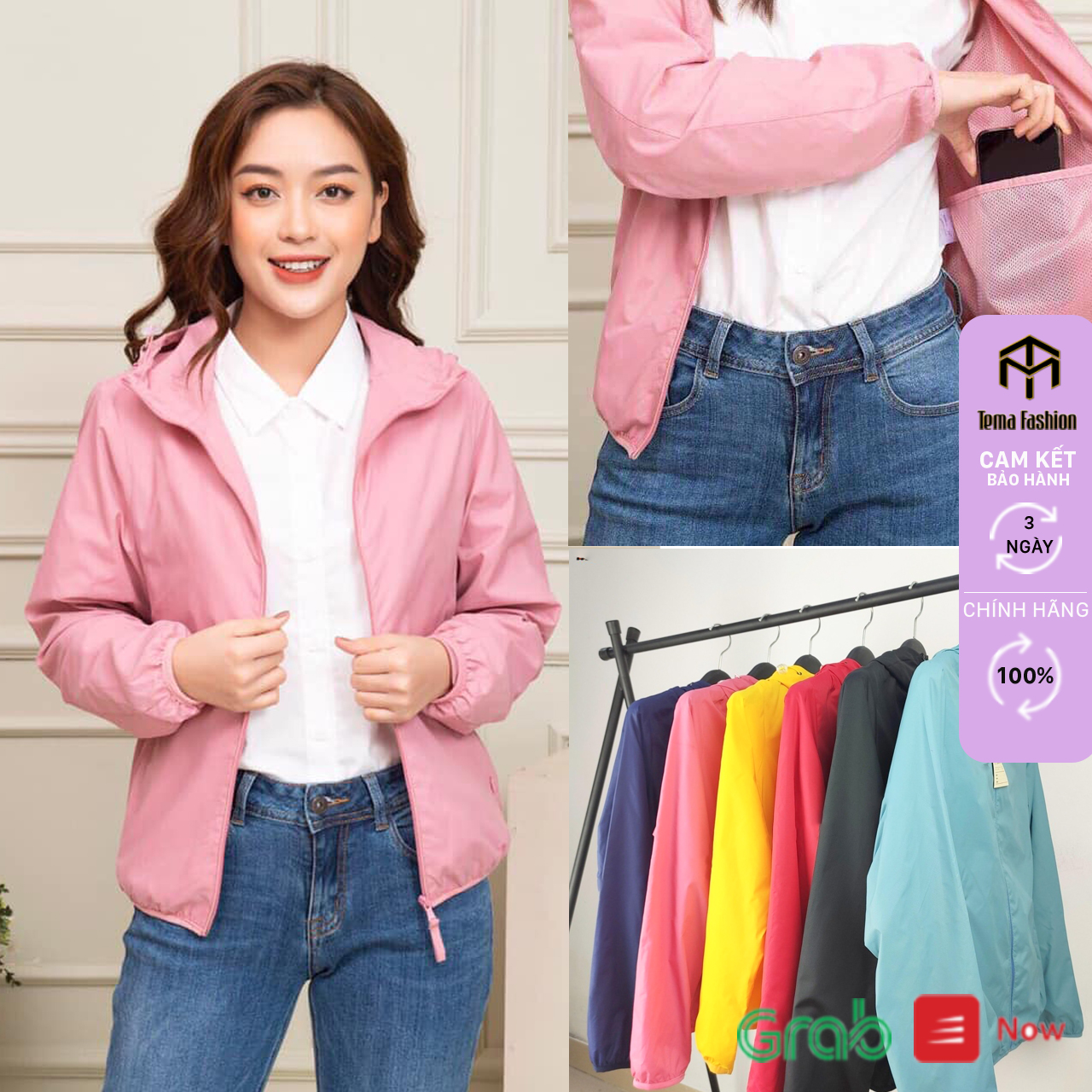 Áo khoác gió TEMA hàng VNXK cao cấp - áo gió nữ 2 lớp lót chất gió tráng bạc, chống...
