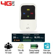 Thiết bị phát sóng Wifi từ Sim 3G/4G LTE A800- Cục Phát Wifi Bằng Sim (Dùng tất cả sim các nhà mạng) – Tốc Độ Cao Hỗ Trợ Sim Nhà Mạng Bắt Sóng Mạnh Ở Vùng Sóng Yếu, Thiết Kế Nhỏ Gọn, Pin Trâu Xài Thật Lâu