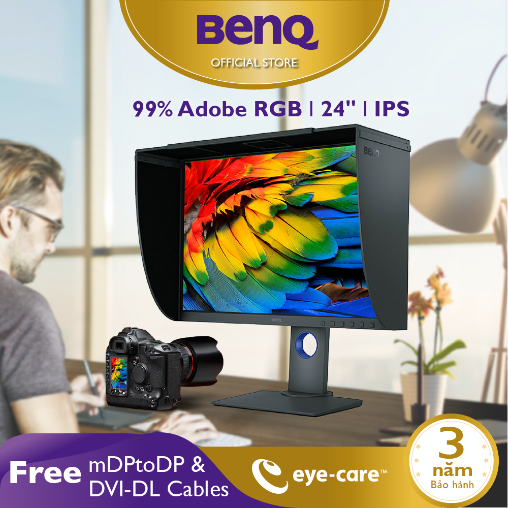 Màn hình máy tính BenQ SW240 24 inch IPS 99% Adobe RGB chuyên xử lý ảnh dành cho nhiếp ảnh gia Photographer (Photo Editing)