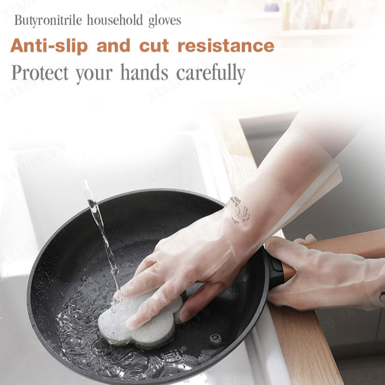 xiaopo Household Cleaning Essential Tools Transparent Gloves Non-slip Design