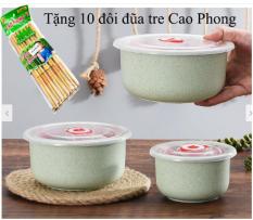 Bộ 3 bát lúa mạch nhiều cỡ- có nắp chân không bảo quản thực phẩm