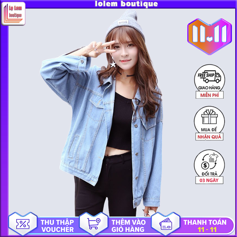 Áo khoác Nữ jean form rộng Hàn quốc cao cấp cho bạn gái thêm Xinh - Hot trend 2021
