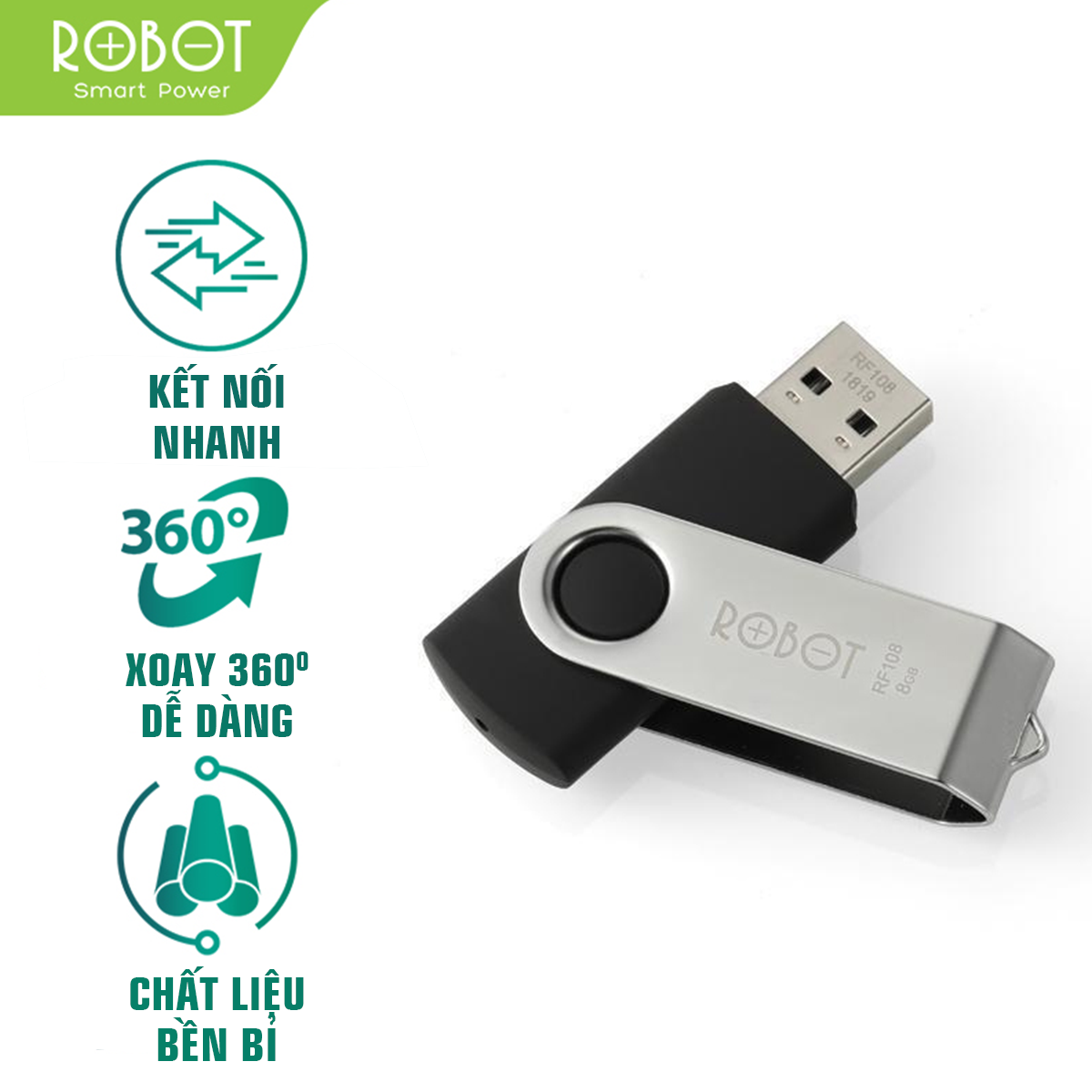 [Bảo Hành 12 Tháng] Thiết bị lưu trữ USB 8GB/16GB ROBOT RF108/116 Flash Drive đầu kim loại siêu nhẹ kết...