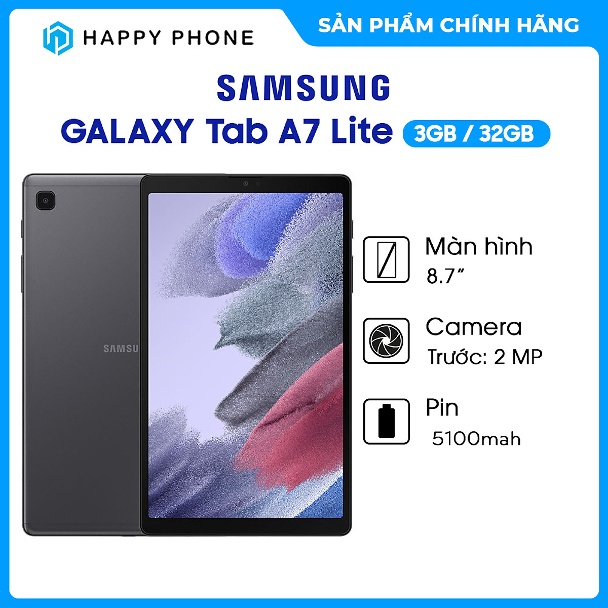 [Trả góp 0%] Máy tính bảng Samsung Galaxy Tab A7 Lite (3GB/32GB) - Hàng Chính Hãng, Mới 100%, Nguyên Seal...