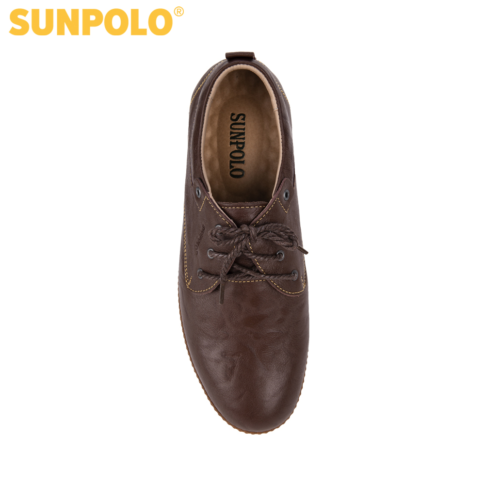 Giày Nam Da Bò Cao Cấp SUNPOLO Nâu Đỏ - CS4060