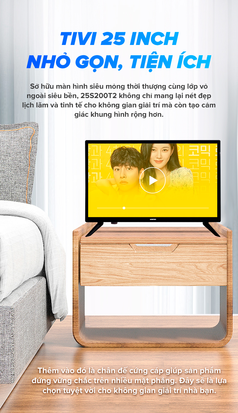 Tivi LED HD 25 Inch Asanzo 25S200T2 (HDMI VGA AV Truyền Hình Số Mặt Đất Âm Thanh Vòm Ảo Dolby)...