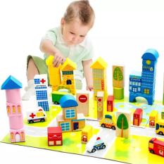 Bộ Đồ Chơi Xếp Hình Lâu Đài Bằng Gỗ 62 Chi Tiết
