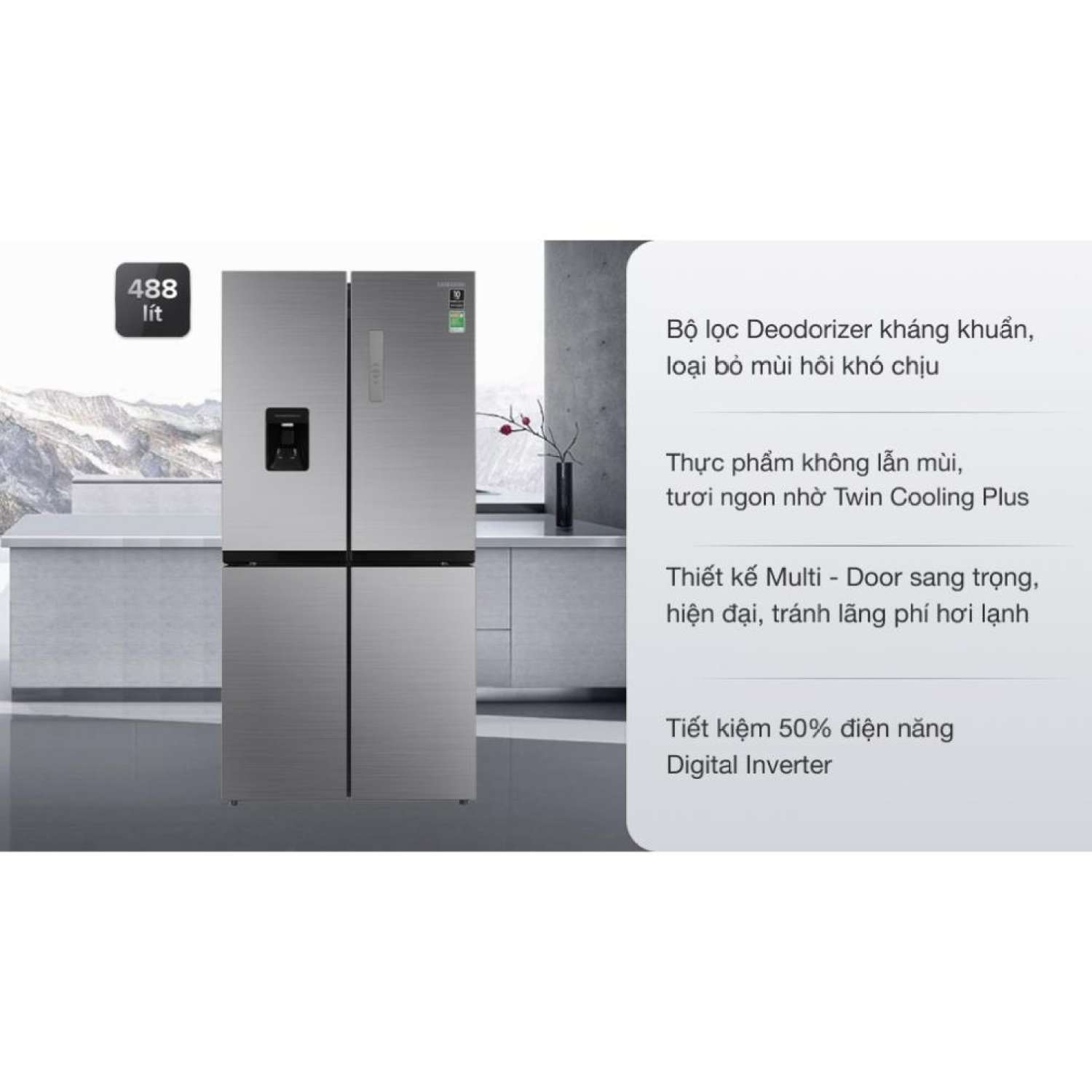 Tủ lạnh Samsung Inverter 488 lít RF48A4010M9/SV Chính hãng BH: 24 tháng trên toàn quốc