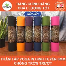 Thảm tập gym yoga TPE dày 8mm chống trơn trượt tặng kèm túi đựng dây buộc thảm Fitfound