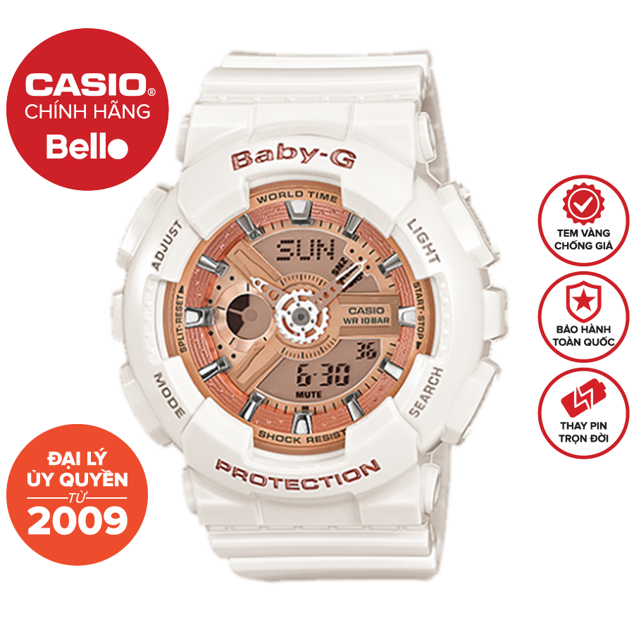 Đồng hồ Nữ dây nhựa Casio Baby-G BA-110-7A1 chính hãng bảo hành 5 năm Pin trọn đời