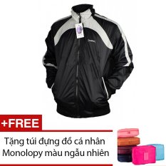 Áo khoác thể thao Dori D001 (Đen phối xám) + Tặng túi đựng đồ cá nhân Monolopy màu ngẫu nhiên