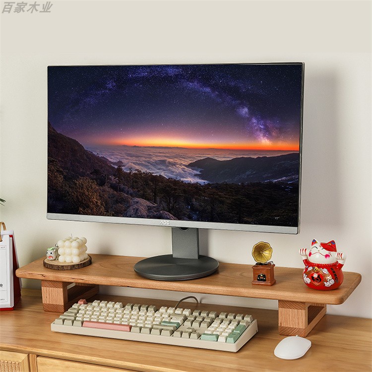 Kệ máy tính DIY home gỗ tự nhiên nâng cao màn hình với 2 chiều cao tuỳ chỉnh