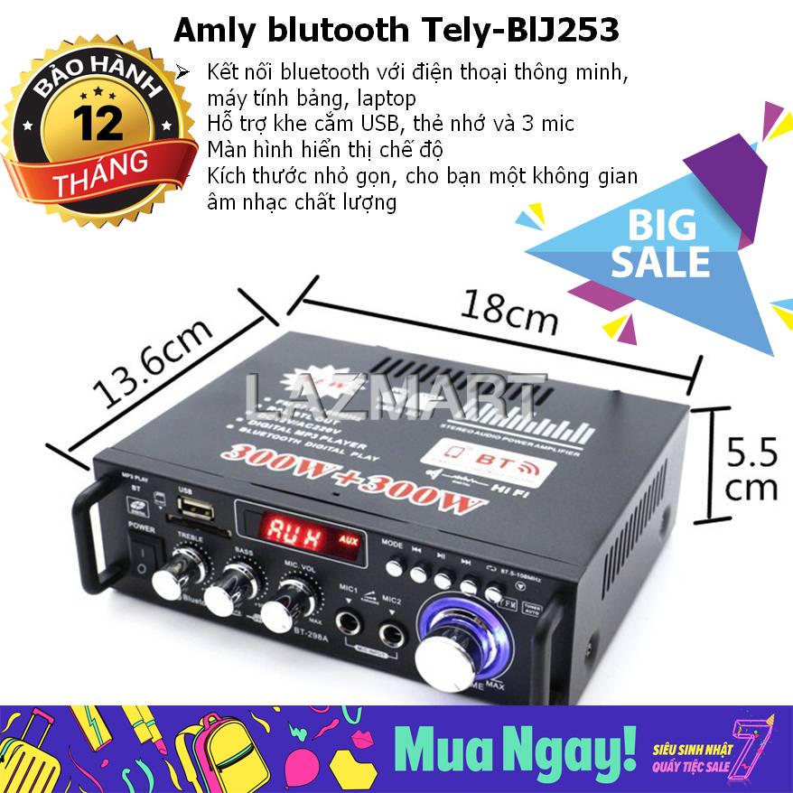 Amply MINI Bluetooth GIÁ RẺ công suất 2 KÊNH 600W - Bass khỏe âm thanh sống động ,Tự Động Lọc...