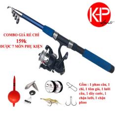 Cần Câu Giá Rẻ KHP Xanh Dương Tặng Kèm Set 7 Phụ Kiện + Máy 200