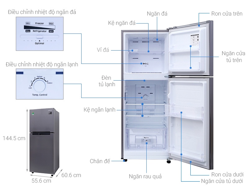 [Trả góp 0%]Tủ lạnh Samsung Inverter 208 lít RT19M300BGS/SV - Chỉ giao Khu vực Hà Nội (HCM ngoại tỉnh liên...