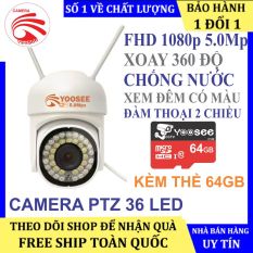 Camera Ngoài Trời PTZ 36 LED YooSee FHD 1080P Mẫu Mới, Xoay 360 độ chống nước xem ban đêm có màu – BH 12 tháng