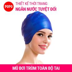 Nón bơi, Mũ bơi TRÙM TAI, chất liệu silicone đàn hồi, thiết kế thời trang cao cấp CA33 POPO Collection