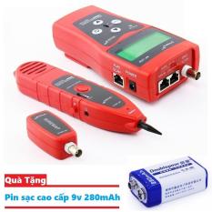 Máy test cáp mạng đa năng Noyafa NF-308 (Đỏ) Tặng kèm Pin sạc 9v 280mAh chất lượng cao