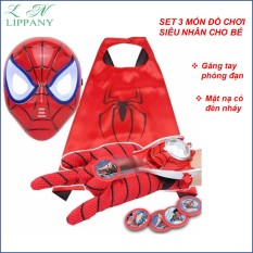 Bộ áo choàng siêu nhân nhện kèm mặt nạ và găng tay cho bé – set 3 món đồ chơi người nhện cho bé