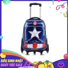 Ba lô kéo lướt trên mọi địa hình 6 bánh xe Captain America Học sinh tiểu học cao cấp Tặng dụng cụ học tập