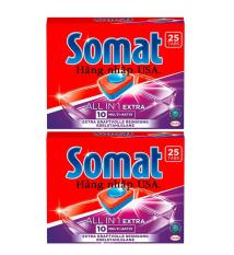Combo 2 hộp Viên rửa bát và làm bóng cao cấp Somat All in 1 Extra 10 Multi – AKTIV 25 Viên – Đức