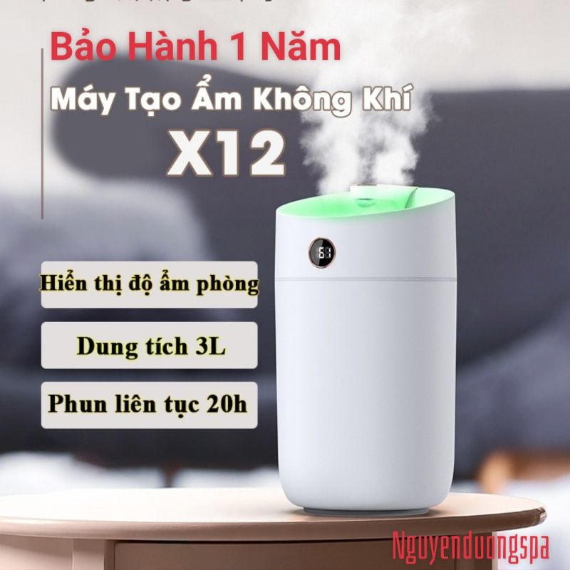 Bán Máy phun sương kết hợp đèn ngủ Humidifier X12,dung tích 3l công