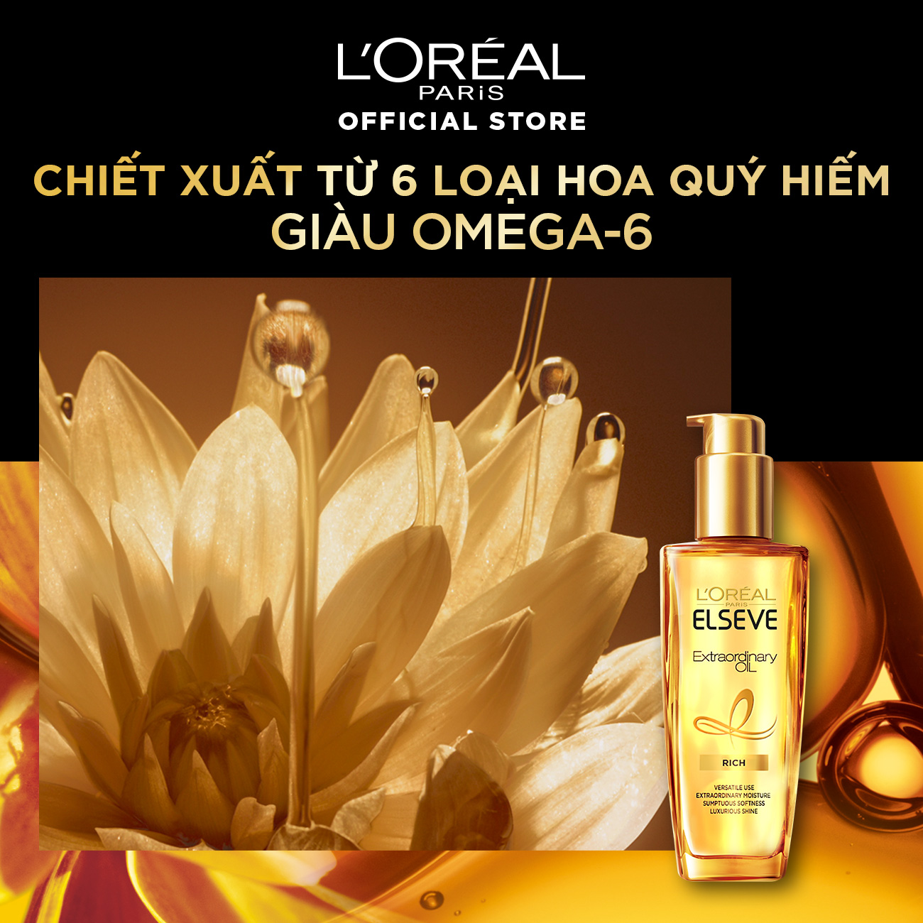 Dầu dưỡng tóc chiết xuất tinh dầu hoa tự nhiên L'Oreal Paris Elseve Extraordinary Oil Ultra Nourishing 100ml dành cho...