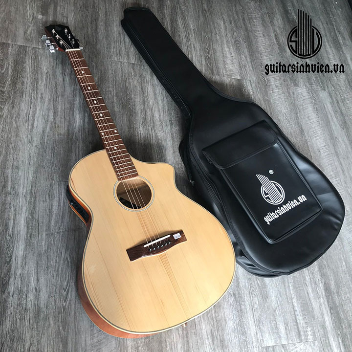 Đàn guitar acoustic có ty SV-A102 gắn EQ 7545 - Kết nối ra loa đi show - có ty chống...