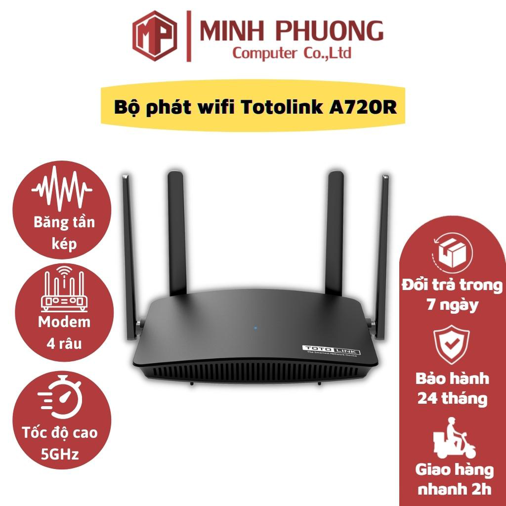 Bộ phát wifi Totolink A720R - Router băng tần kép AC1200 5Ghz