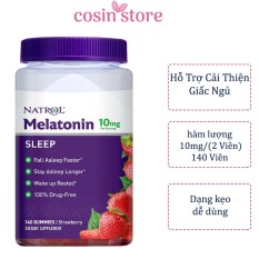 Kẹo dẻo Natrol Melatonin Sleep 10mg per Serving Gummies 140 viên hỗ trợ cải thiện giấc ngủ của Mỹ – Natrol Melatonin 10 mg – Cosin Store