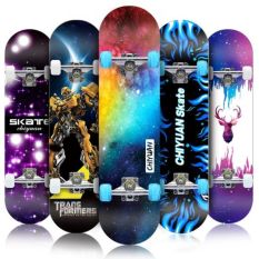 Ván Trượt Skateboard, Ván Trượt Thể Thao Mặt Nhám Đạt Chuẩn Thi Đấu, Ván Trượt Gỗ Phong Ép 8 Lớp Mặt Nhám Chịu Lực Tốt, Khung Trục Bánh Xe Bằng Hợp Kim Cứng