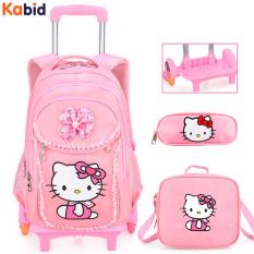 Balo KÉO lướt trên mọi địa hình 6 bánh Mèo KIITY KÈM BỘ TÚI ĐEO CHÉO VÀ HỘP BÚT (Hồng phấn)