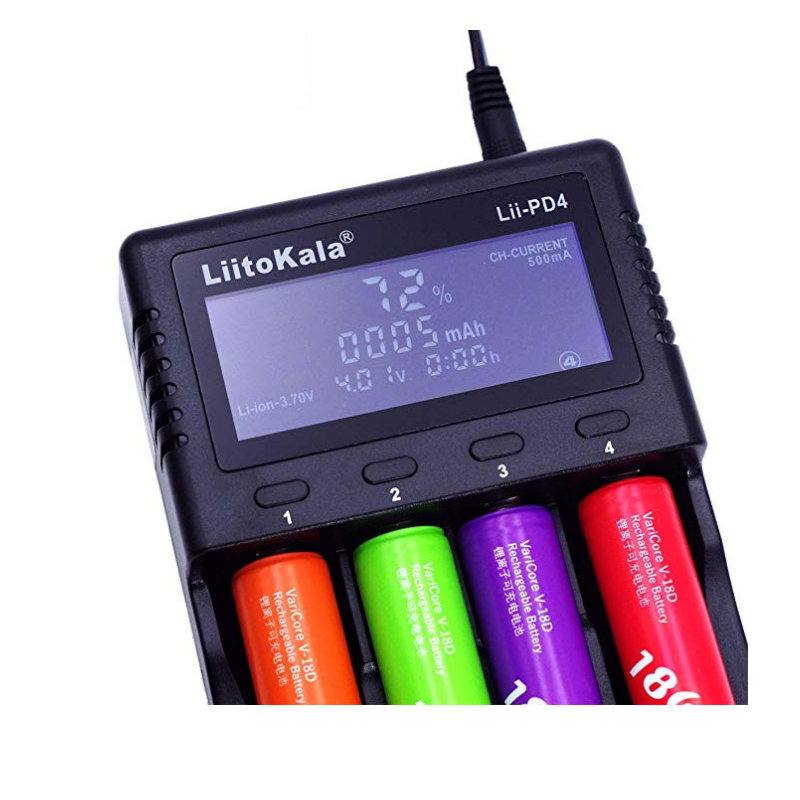 Sạc pin thông minh đa năng LiitoKaLa Lii-PD4 màn hình hiển thị LCD, sạc pin AA, AAA, 18650, 26650, 21700…