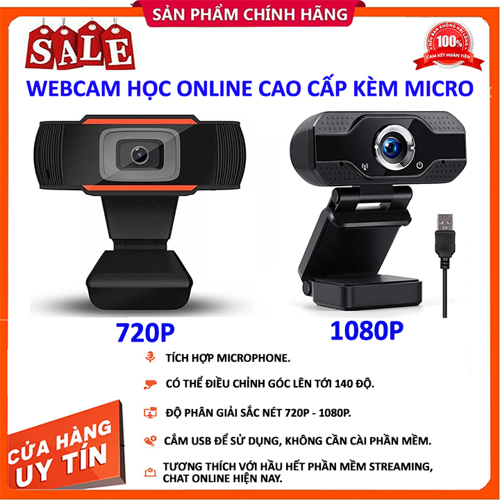 [TRI ÂN KH-HOÀN TIỀN 8% (50K)] Webcam HỌC ONLINE Trên Máy Tính PC, Laptop Livestream Có Mic Full HD PC...