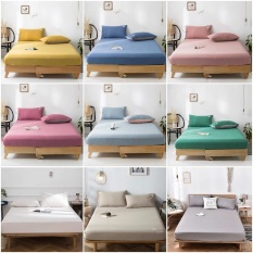 Bộ ga giường kèm 2 vỏ gối nằm tici cotton nhiều màu kích thước 1m2, 1m6, 1m8, 2m2
