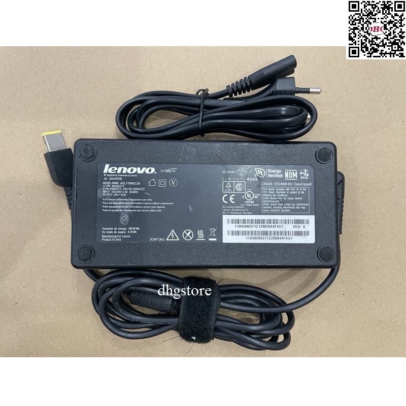 Sạc laptop Lenovo 170W 20V-8.5A Chân Sạc Vuông Kim
