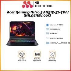 [Freeship] Laptop Acer Gaming Nitro 5 AN515-57-71VV (NH.QENSV.005) (i7 11800H/8GB Ram/512GB SSD/RTX3050 4G/15.6 inch FHD 144Hz/Win 11/Đen) – Bảo hành 12 tháng
