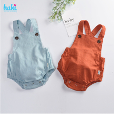 Bộ romper linen lưng chun cho bé trai bé gái Haki BL001, bộ body cho bé, baby bodysuit, set áo liền quần cho bé từ 6-13kg