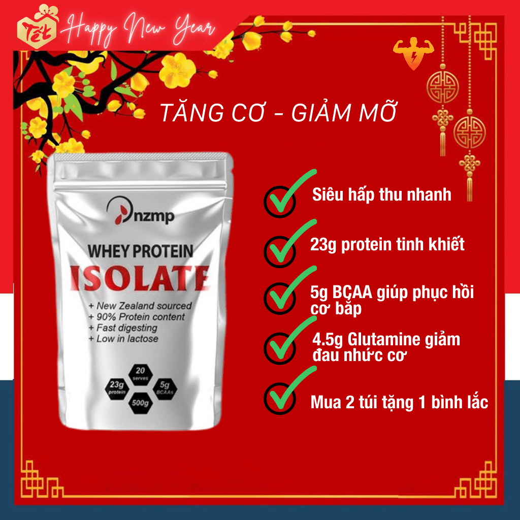 [GIAO NHANH] TĂNG CƠ – GIẢM MỠ NZMP WHEY PROTEIN ISOLATE CHOCOLATE 500GRAM