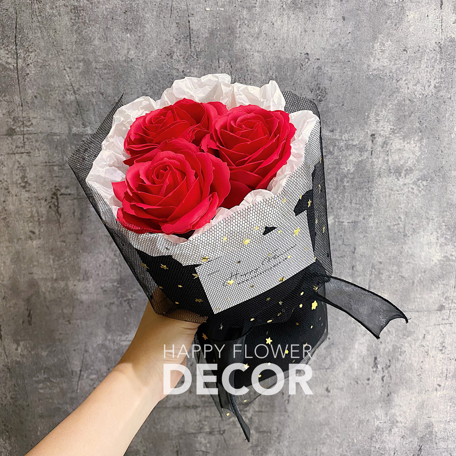 Bó hoa hồng sáp đỏ Classic làm quà tặng bạn gái, người yêu, quà sinh nhật - Happy Flower Decor