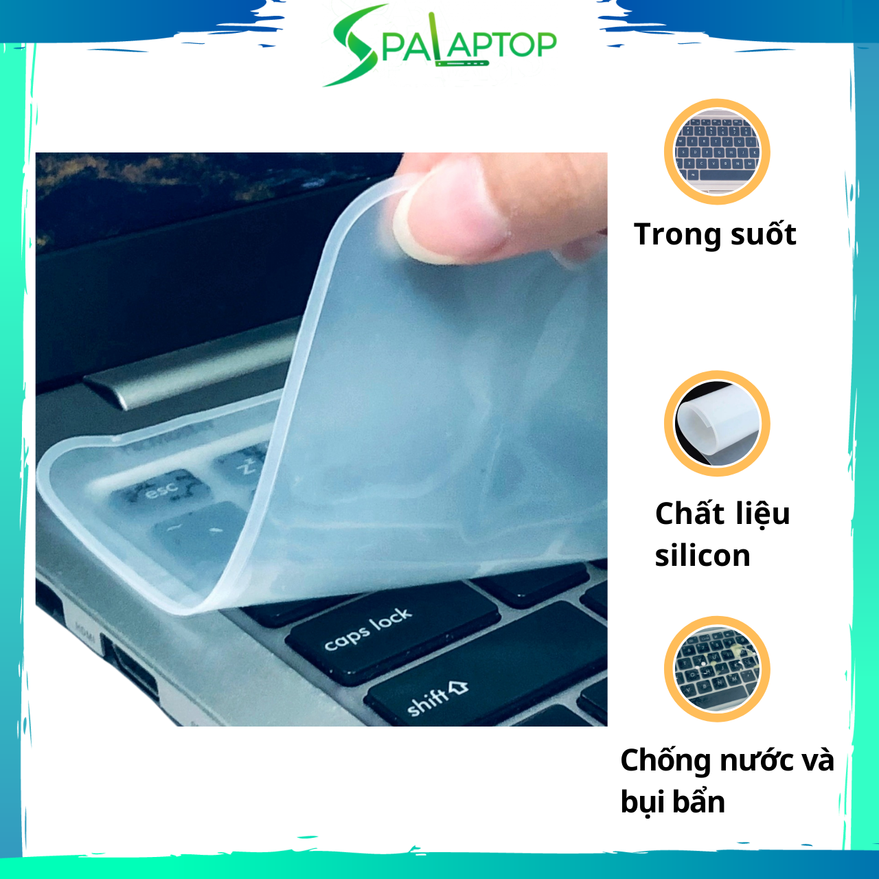 Tấm phủ bàn phím Laptop silicon siêu nhỏ gọn chống nước bảo vệ Laptop – Spalaptop
