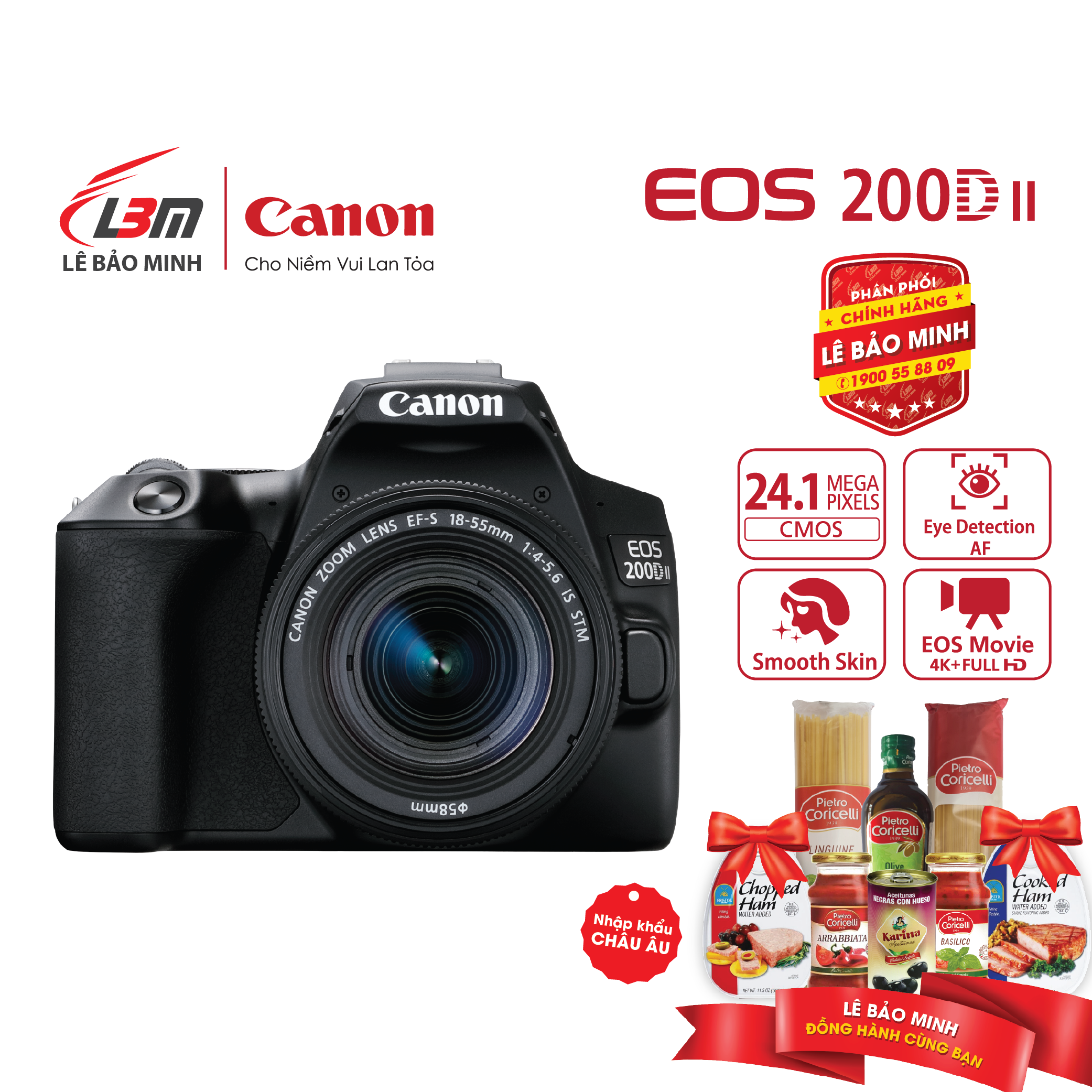 Máy ảnh Canon EOS 200D Mark II KIT EF-S18-55mm IS STM – Chính Hãng Lê Bảo Minh