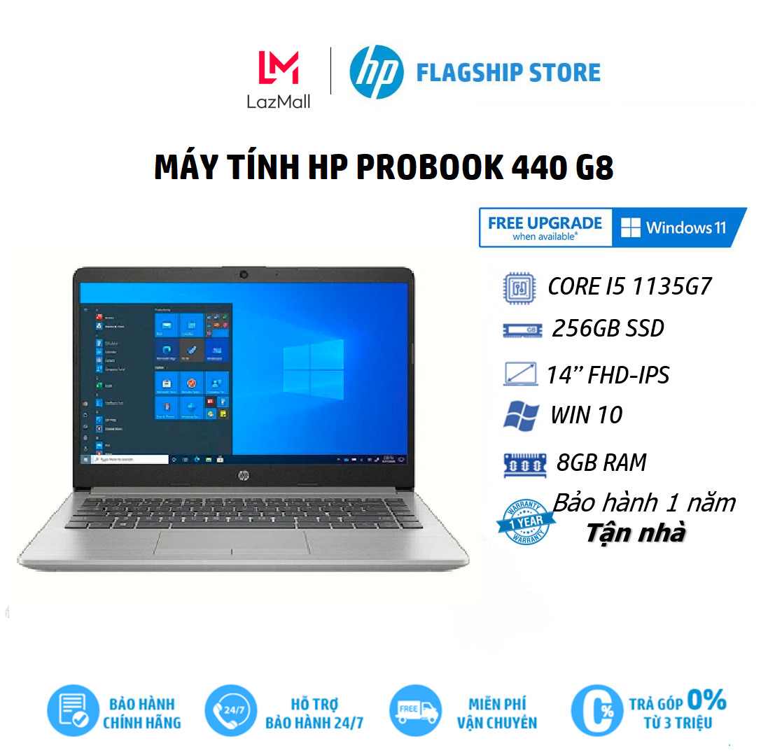 Laptop HP ProBook 440 G8 Core i5-1135G7 – 8GB RAM – 256GB SSD – 14″FHD – Win10 HomeSilver/2H0S6PA – Hàng chính hãng – Bảo hành 1 năm