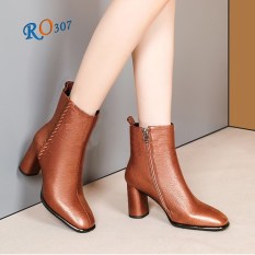 Giày bốt nữ cổ cao boot nữ đẹp cao gót 6.5cm hàng hiệu Rosata RO307