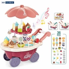Đồ chơi trẻ em Mô hình xe đẩy bán kem BBT Global 668-52/668-88 – cỡ lớn 35 chi tiết có nhạc