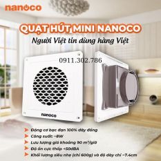 [FREESHIPMAX] Quạt hút mùi thông gió, gắn tường mini Nanoco 8w, NMV1421 – Quạt hút ầm tường, quạt hút âm trần