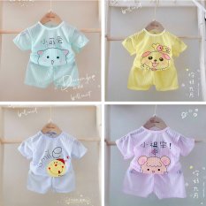 Bộ cộc tay cotton giấy nhiều màu cho bé trai bé gái sơ sinh 3-12kg, cài cúc vai – BO4