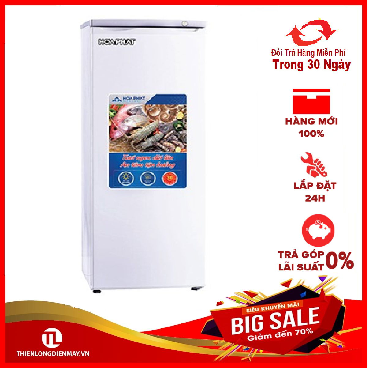 Tủ đông đứng Hòa Phát Funiki HUF 450SR1 208 lít 7 ngăn